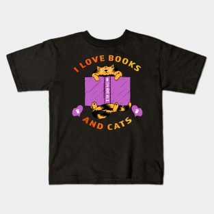 I love Books And Cats Kids T-Shirt